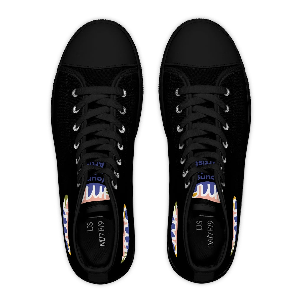 Women's YMA Logo High Top Sneakers Black