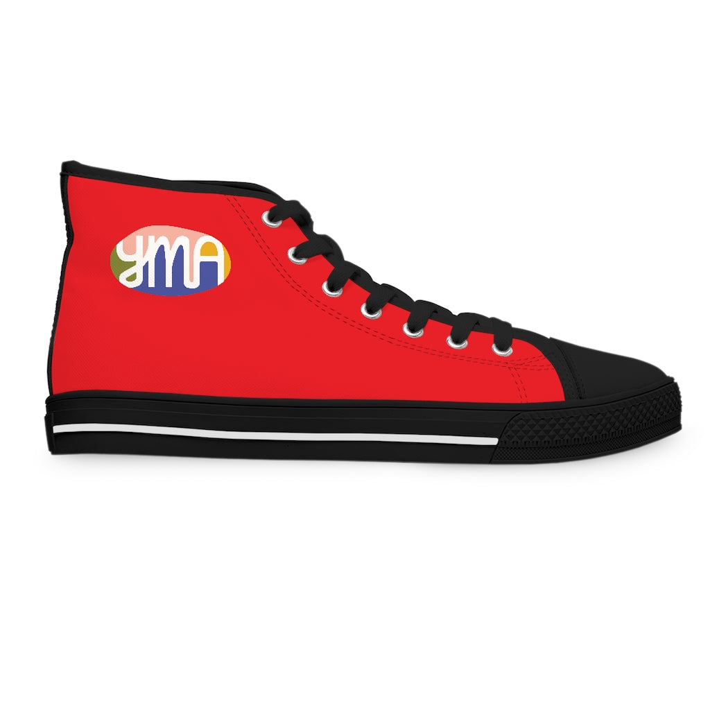 Women's YMA Logo High Top Sneakers Red