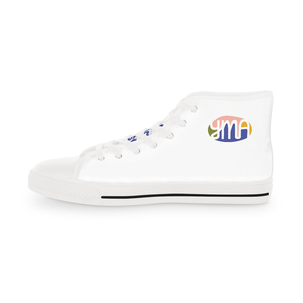 Men's YMA Logo High Top Sneakers White