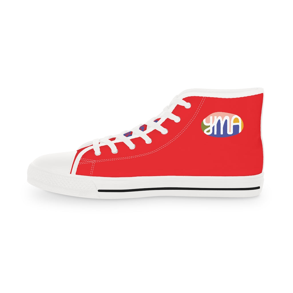 Men's YMA Logo High Top Sneakers Red