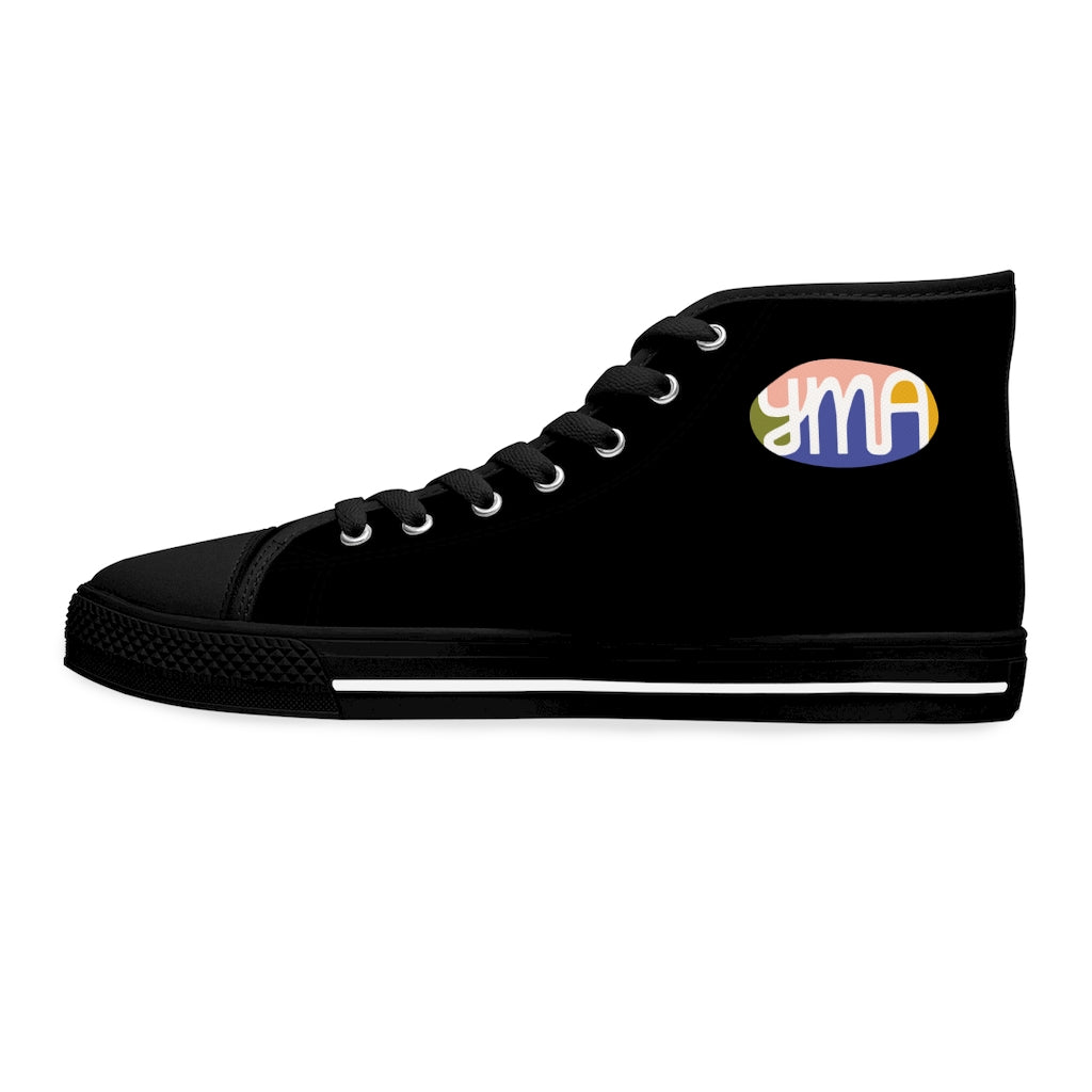 Women's YMA Logo High Top Sneakers Black