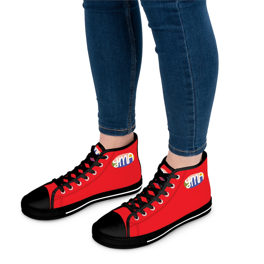 Women's YMA Logo High Top Sneakers Red