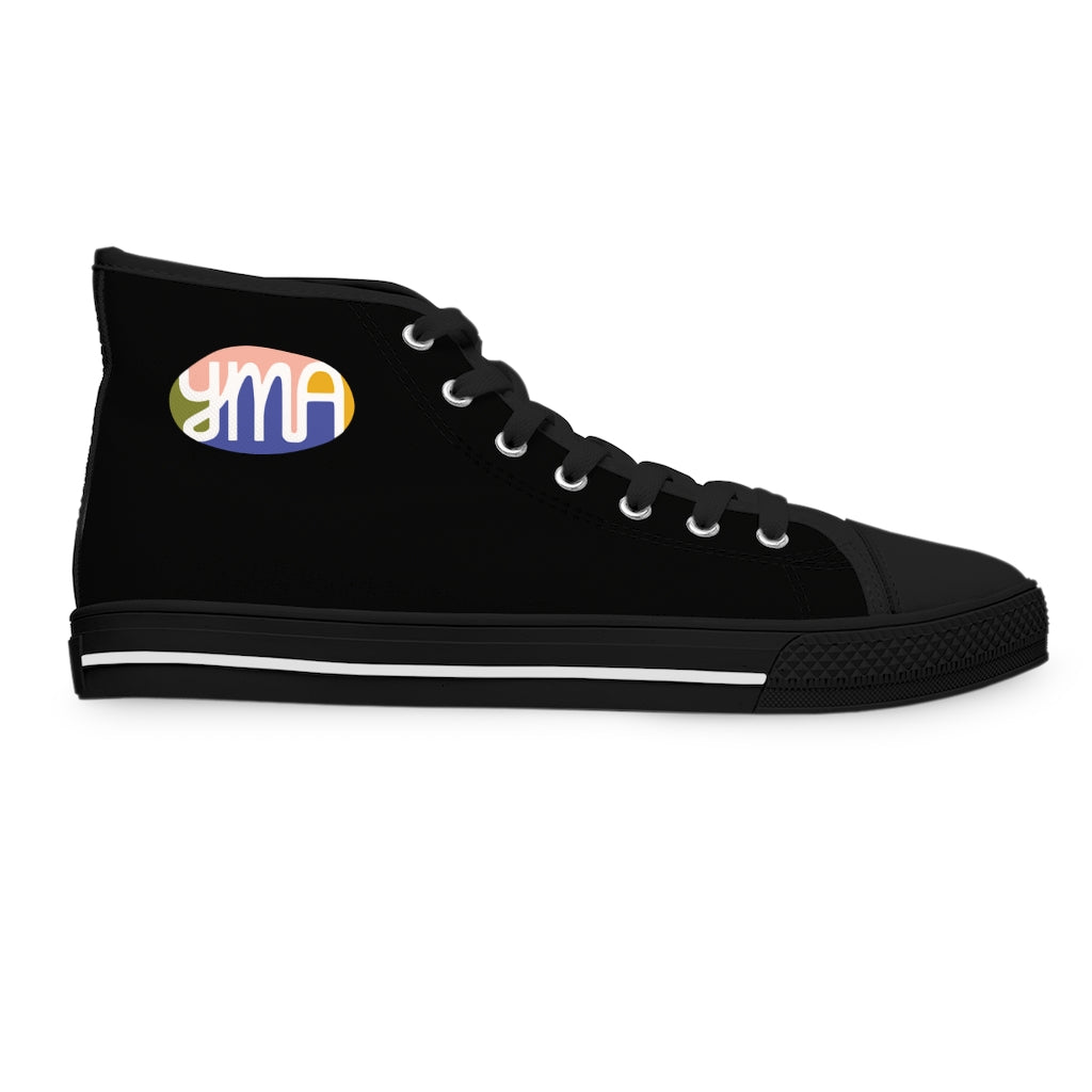 Women's YMA Logo High Top Sneakers Black