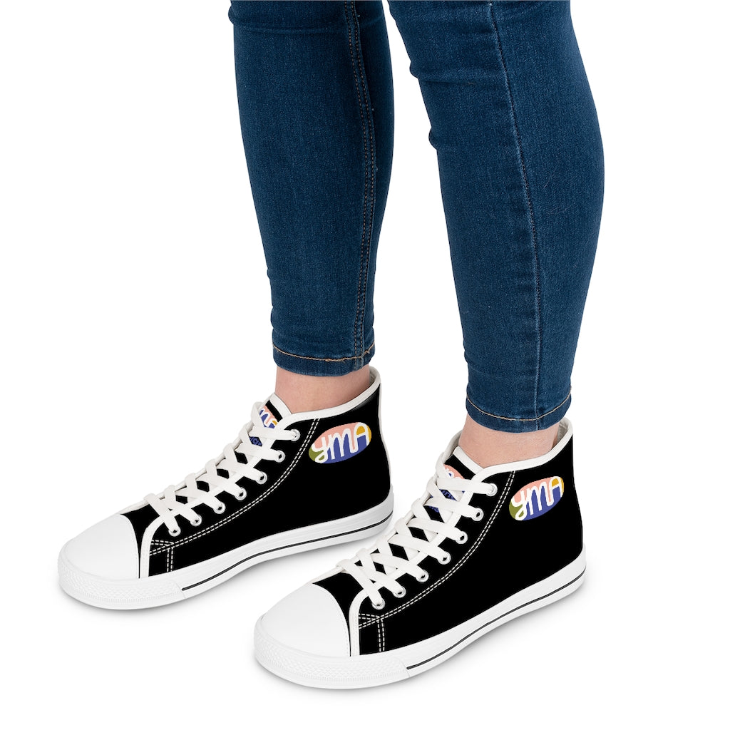 Women's YMA Logo High Top Sneakers Black