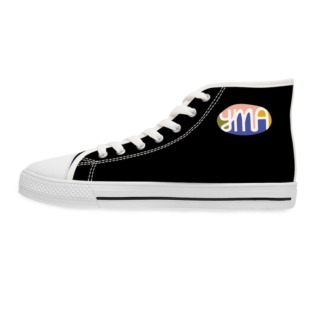 Women's YMA Logo High Top Sneakers Black