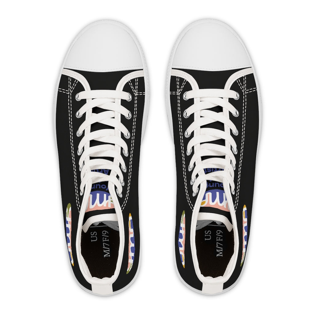 Women's YMA Logo High Top Sneakers Black