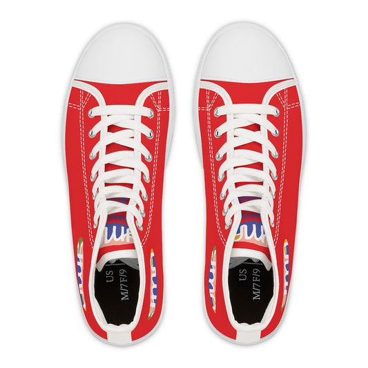 Women's YMA Logo High Top Sneakers Red