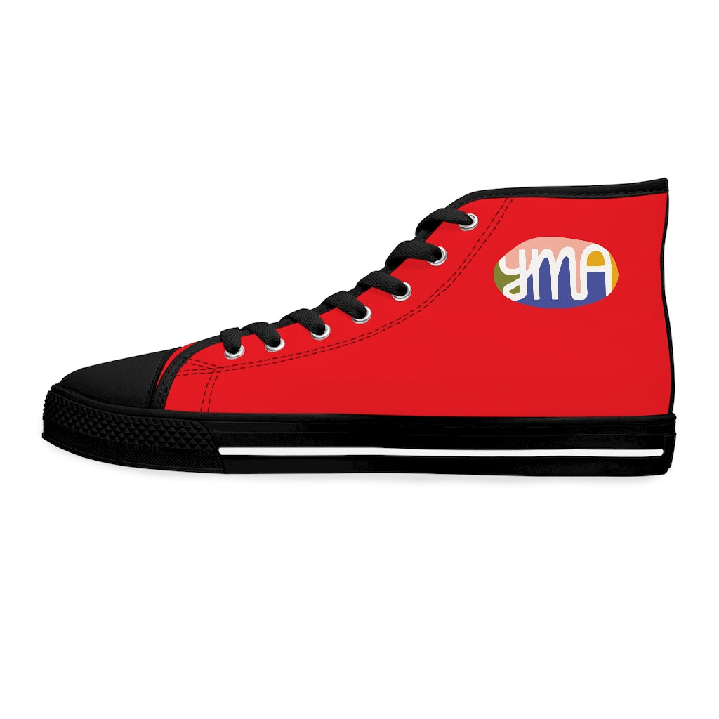 Women's YMA Logo High Top Sneakers Red