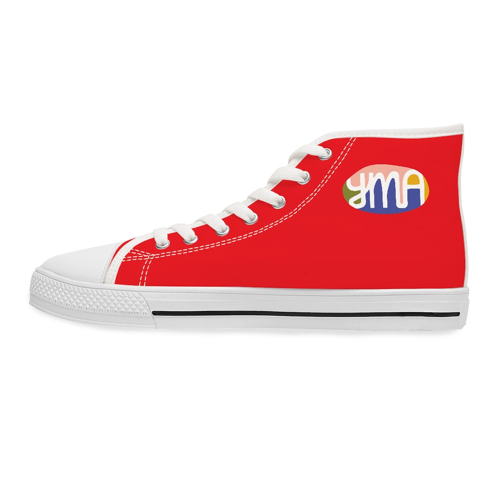 Women's YMA Logo High Top Sneakers Red