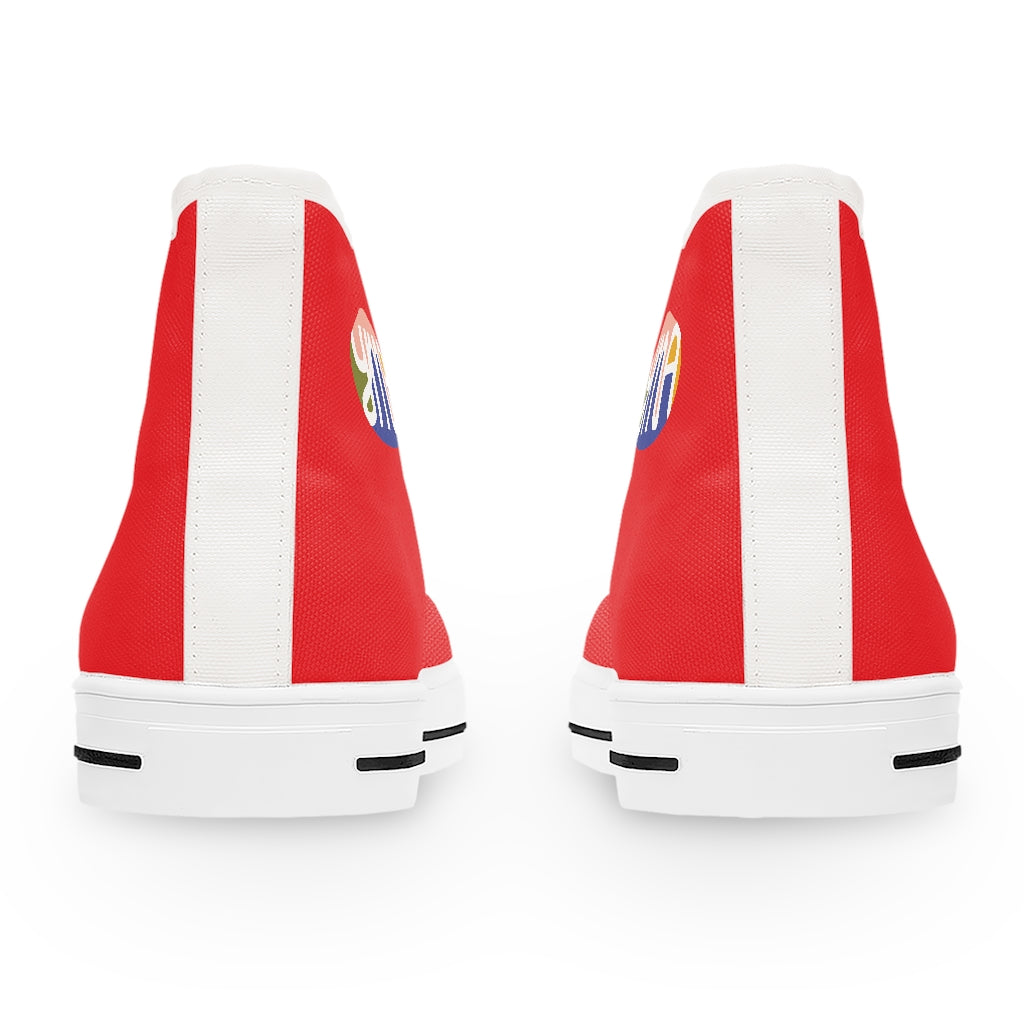 Women's YMA Logo High Top Sneakers Red