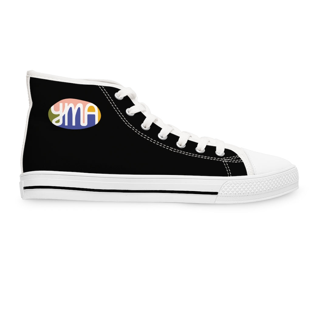 Women's YMA Logo High Top Sneakers Black