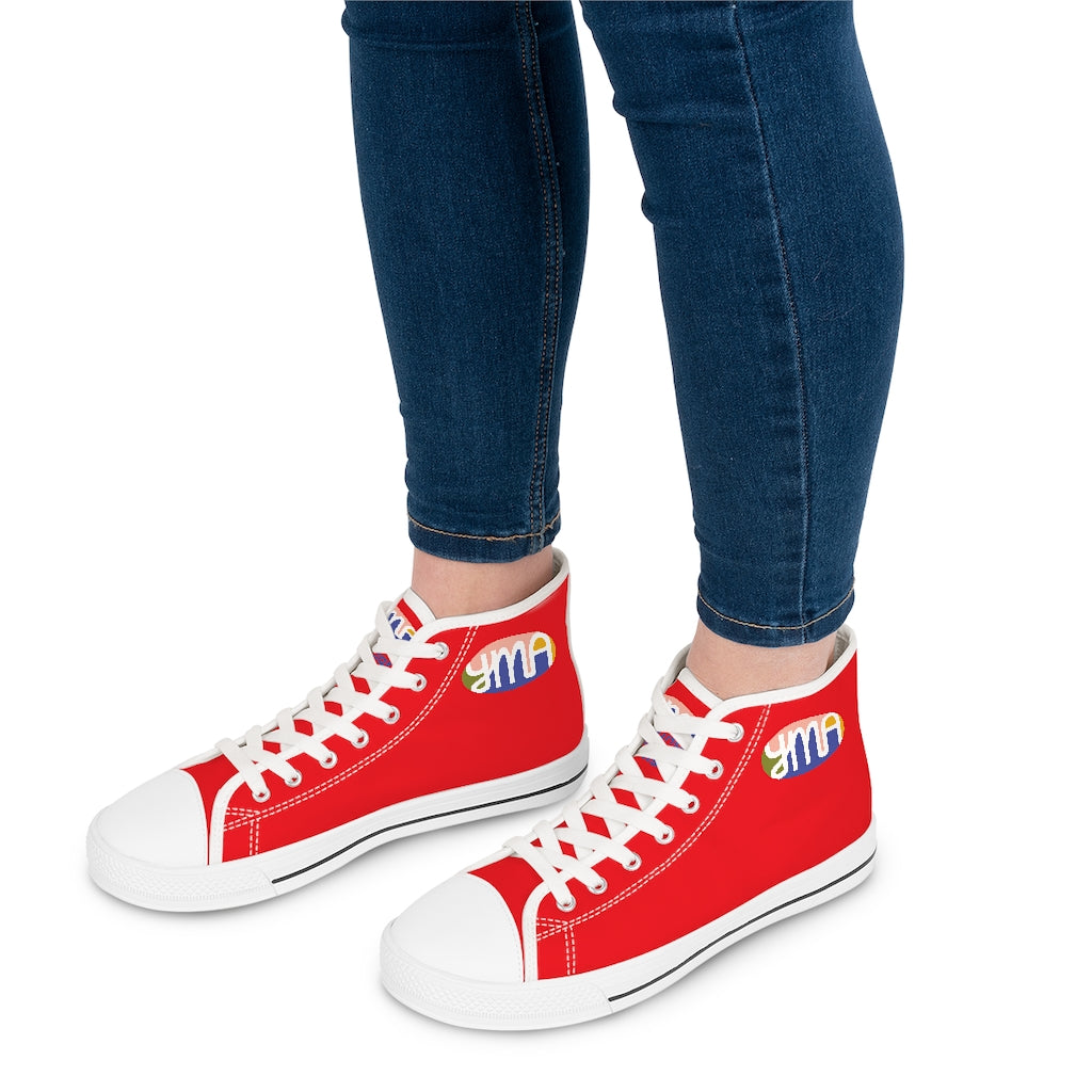 Women's YMA Logo High Top Sneakers Red