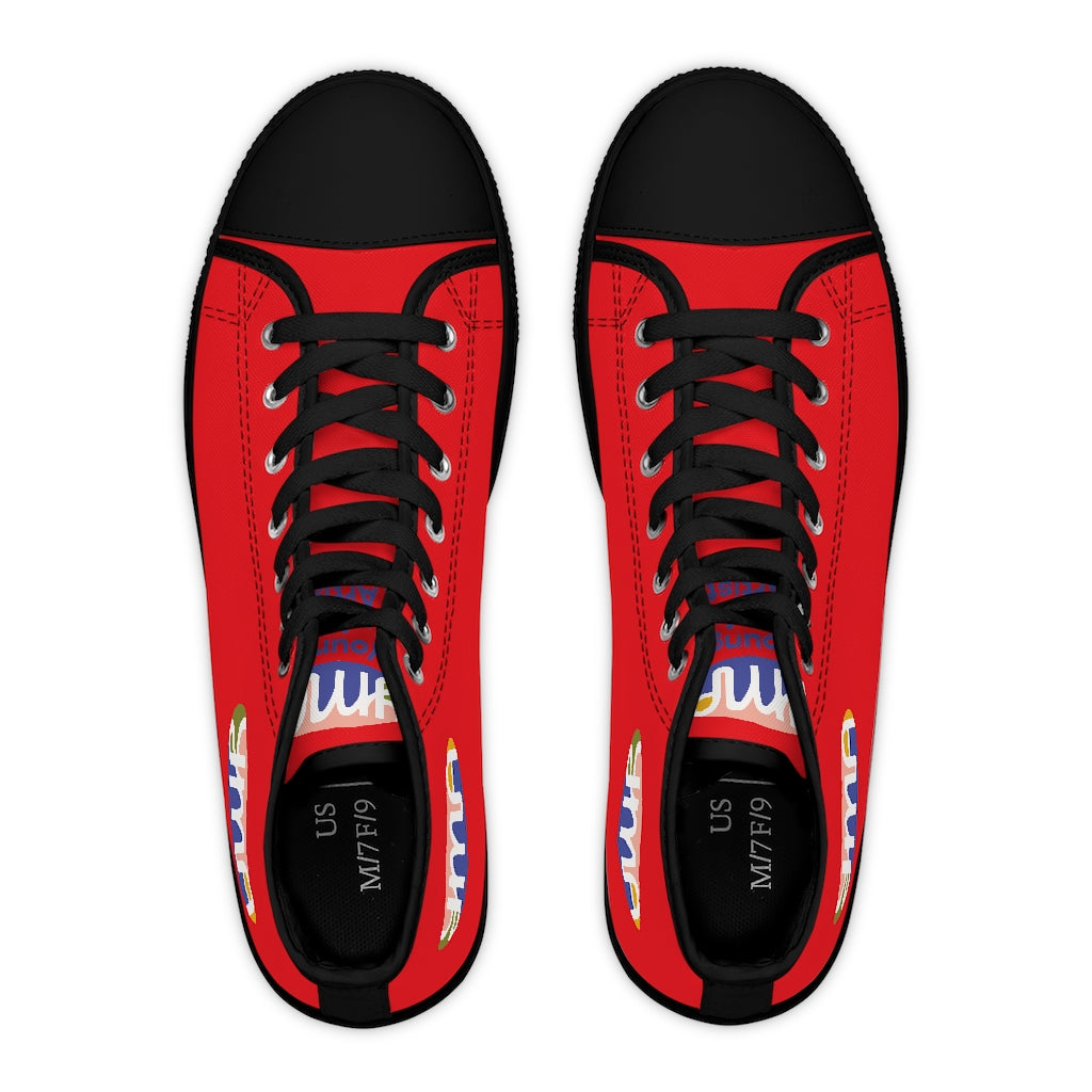 Women's YMA Logo High Top Sneakers Red