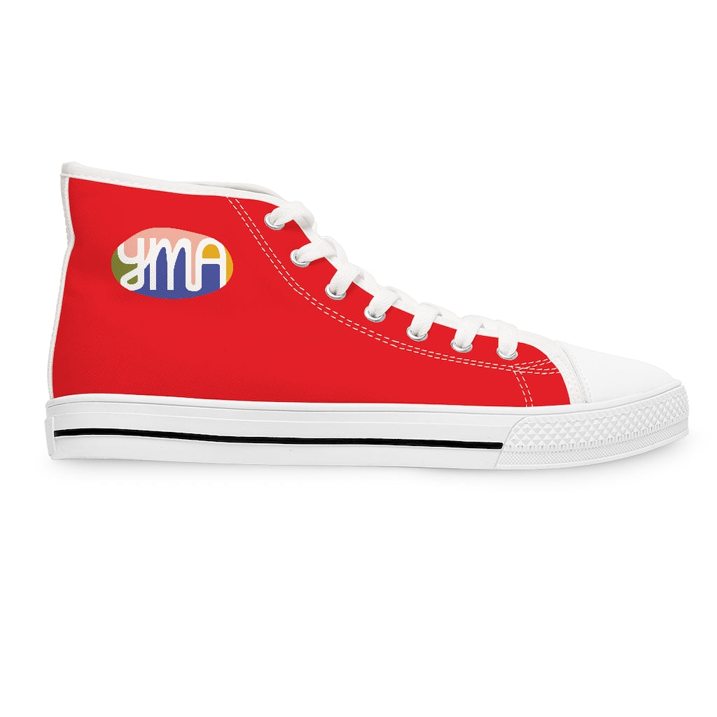 Women's YMA Logo High Top Sneakers Red